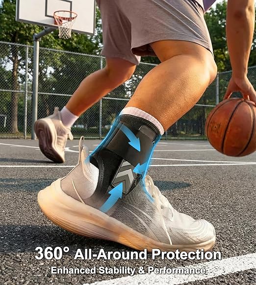 Quick Lace Up Ankle Brace for Sprained Ankle, Slim Fit Ankle Support Brace with Side Stabilizing Pads for Men & Women, Adjustable Ankle Stabilizer for Injury Recovery, Running, Sports, M-Support Plate of 1