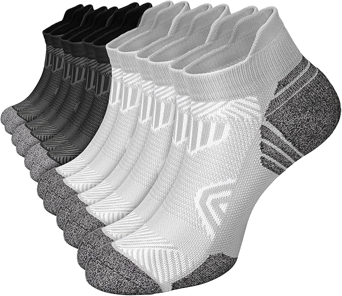 Cushioned Cotton Ankle Compression Socks for Men Women 6 Pairs Wicking Low Cut Arch Support Plantar Fasciitis Socks