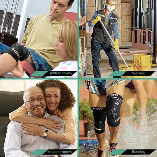 JIUFENTIAN Knee Support for Women and Men with Strap (2pack) Copper Knee Brace for Women Arthritis Pain-Knee Sleeves for Working Out,Running and Knee Pain Relief(2X-Large)