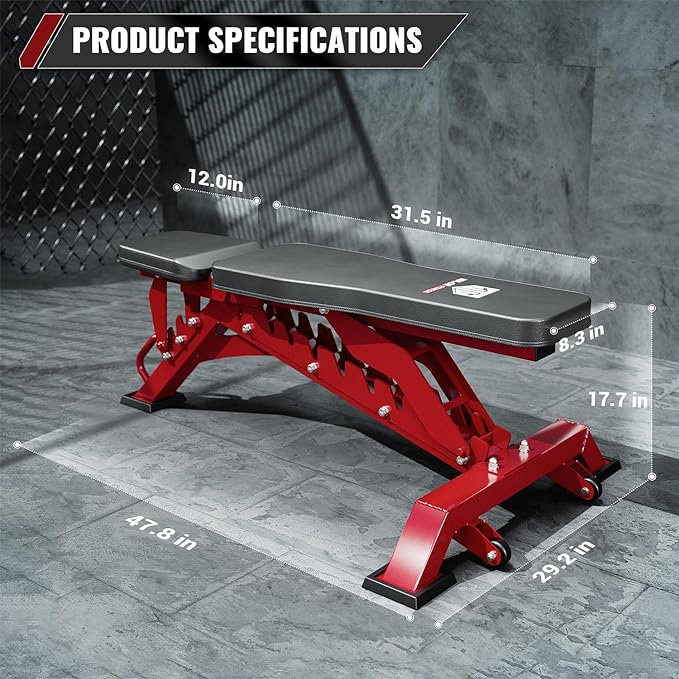 MAJOR FITNESS Weight Bench - 1300LBS Weight Capacity and 36 Adjustable Positions Strength Training Bench for Garage and Home Gym Workouts