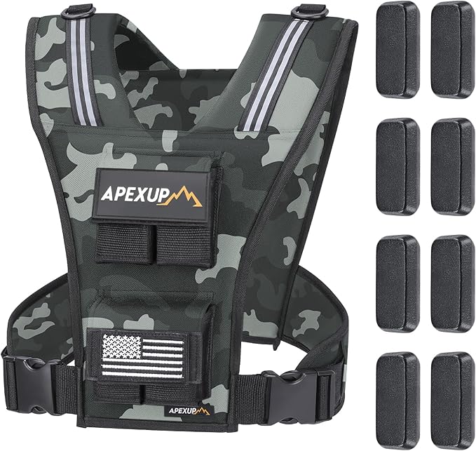 APEXUP Adjustable Weighted Vest Men 20lbs/30lbs/40lbs Weights with Reflective Stripe, Weight Vest Woman Workout Vest for Strength Training Running Walking