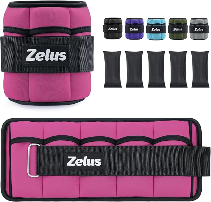 ZELUS 1 Pair Adjustable Ankle Weights, 2 4 6 8 10 lb Modularized Leg Weight Straps for Women Men, Weighted Ankle Weight Set with Removable Sandbags, 1-5 lb per Ankle Strap for Gym Yoga Jogging Walking