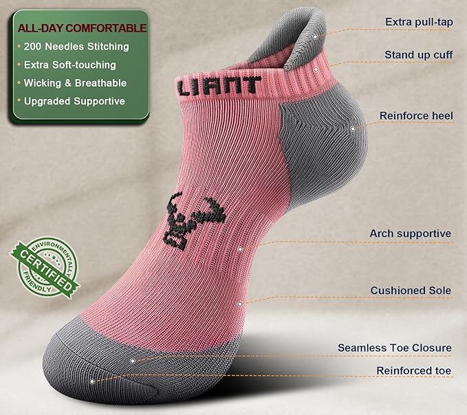 BULLIANT Men Running Socks,Active Ankle Socks No Show For Men With Cushioned Footbed Arch Support Breathable Wicking