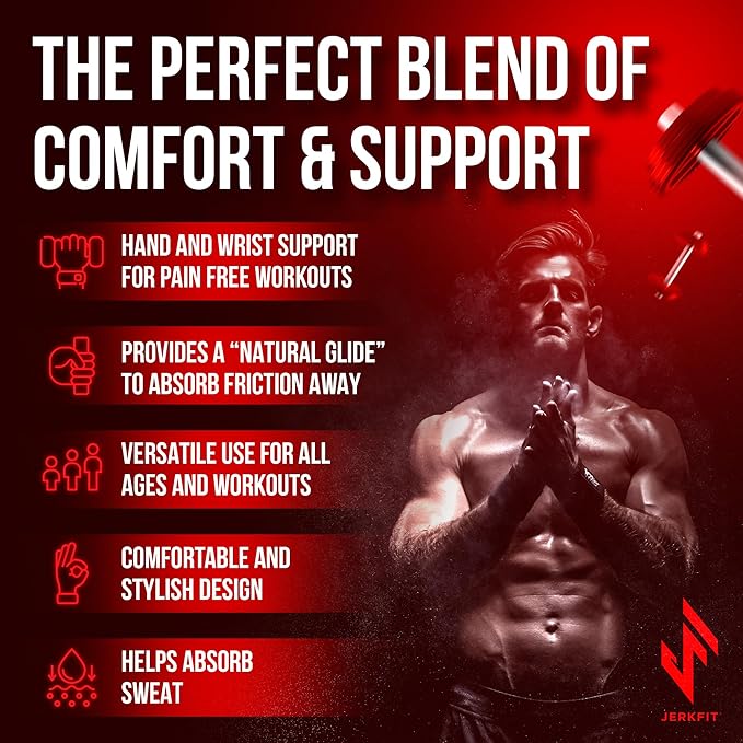 JerkFit WODies Gymnastics & Weightlifting Grips with Wrist Wraps – 3 Hole Versatile Gym Gloves for Pull Ups, Gym Training & Cross Training – Hand Grips Palm Protector for Men & Women