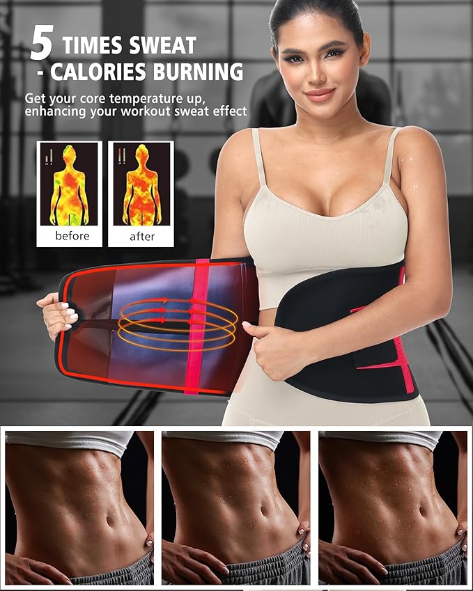 Waist Trainer for Women & Men - Sweat Belly Fat Trimmer Belt - Tummy Control Body Shaper & Back Support Sauna Suit