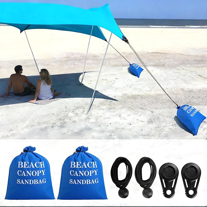 DECOHS 4 Pack Beach Canopy Wind Assist Kit, 20" x 16.5" Breeze Wind Sun Canopy Weights, Beach Shade Accessories Sun Shelter Sandbags Anchor for Fixing Outdoor Shade Tents (Canopy Not Included)