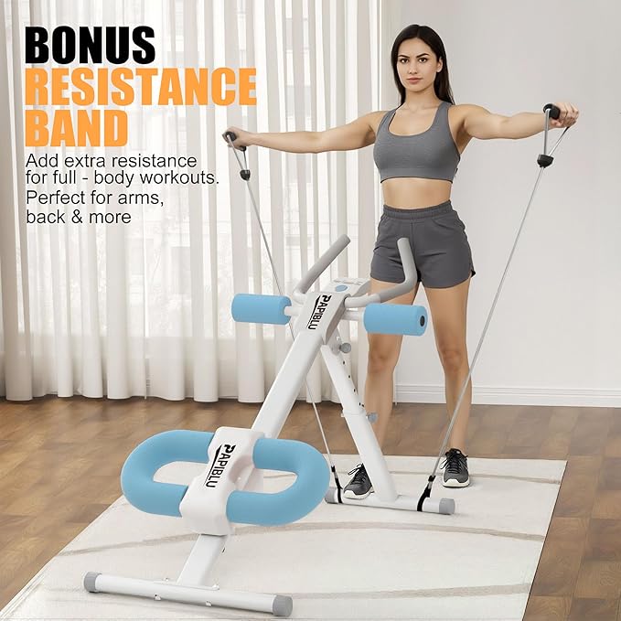 Abdominal Trainers - Adjustable Ab Trainer Machine, Foldable Abdominal Workout Equipment with Knee Protection - Home Gym Core Strength Trainer for Men & Women