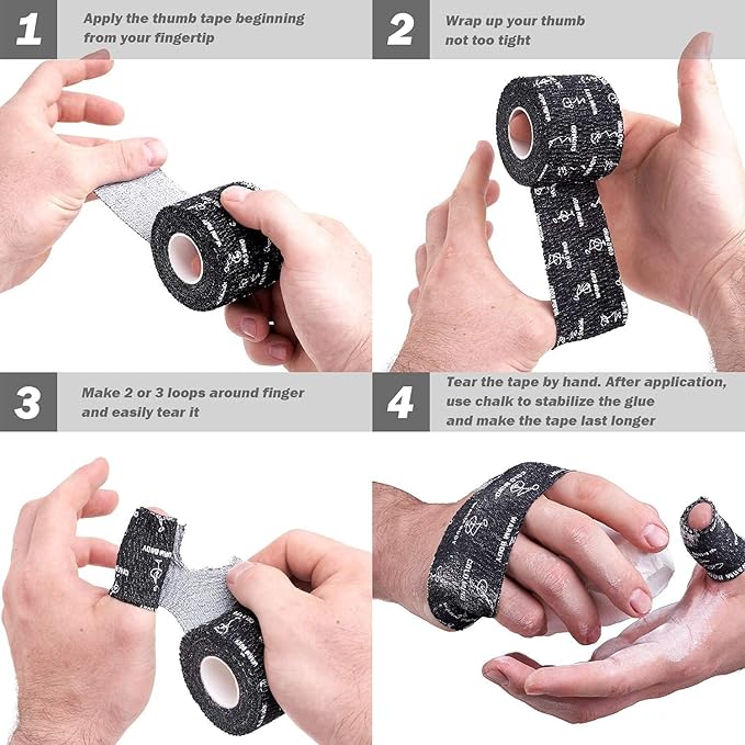 WARM BODY COLD MIND 1.85" Weightlifting Thumb Tape - Hook Grip Tape for Powerlifting, Cross Training, Gym Tape, Weight Lifting Tape, Athletic Finger Wrap (3 Rolls Mix - Flags Edition (GE))
