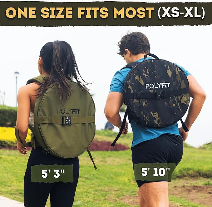 Polyfit PL8 Backpack for Olympic Weight Plates - Weighted Backpack for Strength Training, Rucking, and Gym Workouts - BLACK