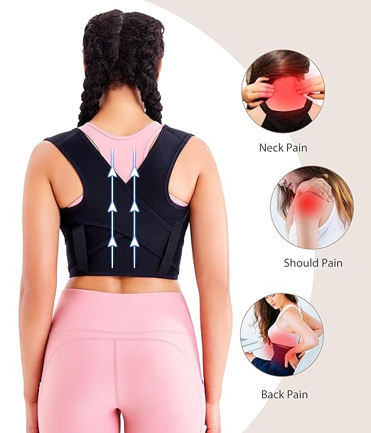 URSEXYLY Posture Corrector for Women Adjustable Upper Back Brace Posture Support Back Straightener Pain Relief(M/L,Black)