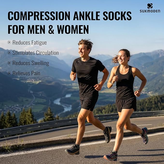 Copper Ankle Compression Socks for Men and Women(6 pairs), Breathable Arch Support Short Running Socks