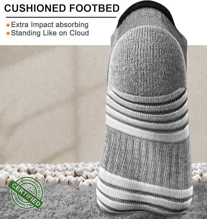 BULLIANT Men Running Socks,Active Ankle Socks No Show For Men With Cushioned Footbed Arch Support Breathable Wicking