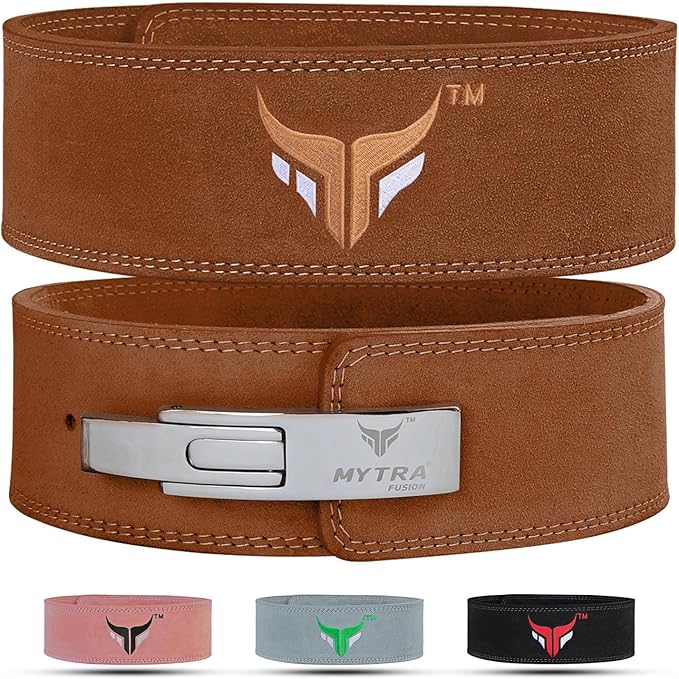 Mytra Fusion Weight Lifting Belt for Men and Women Gym Belt 10MM Thick and 4" wide 100% Genuine Leather Workout Belt for Weightlifting, Powerlifting, Gym, Training and Bodybuilding