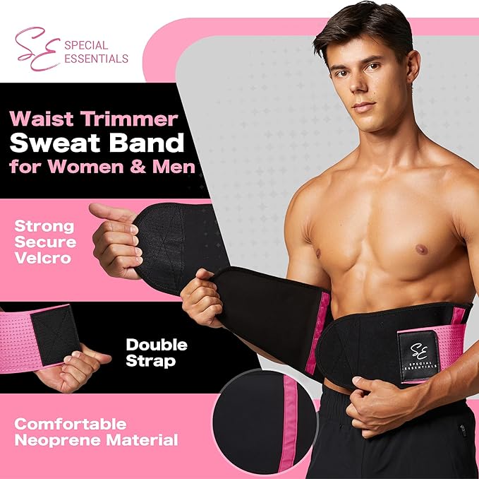 Special Essentials Waist Trainer for Women & Men Adjustable Sweat Band Waist Trimmer For Core Stability & Training Workouts