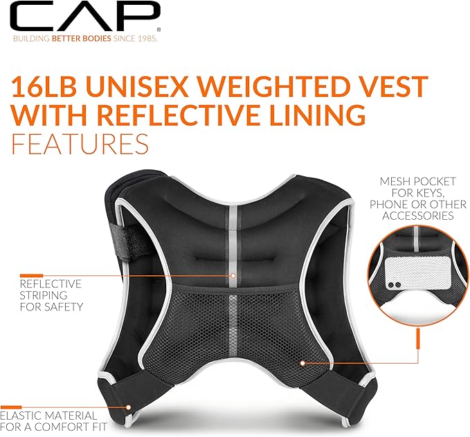 CAP Weighted Vest | 8lb -30lbs | Reflective Workout Vest for Walking, Running, Cardio, Strength Training | Multiple Colors