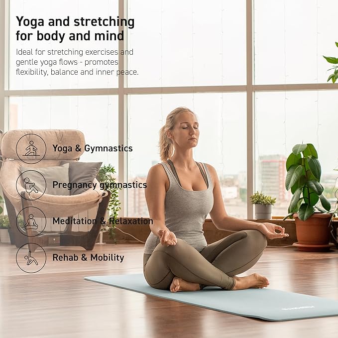 MSPORTS Yoga Mat Premium Non Slip Thick – Extra Comfortable Exercise Mat for Home Workouts, Pilates, Stretching & Gym – Cushioned NBR Foam, Gym Mat with Strap, for Women & Men