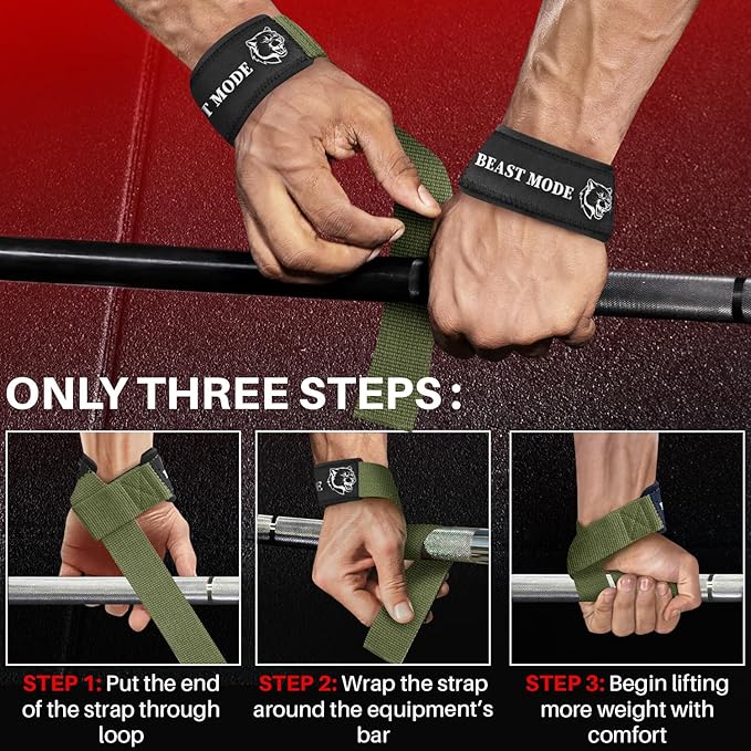 TECEUM Lifting Straps for Weightlifting Gym Strength Training - Wrist Straps with Neoprene Padded Cotton - Men & Women – Ideal for Powerlifting, Bodybuilding & Deadlifts
