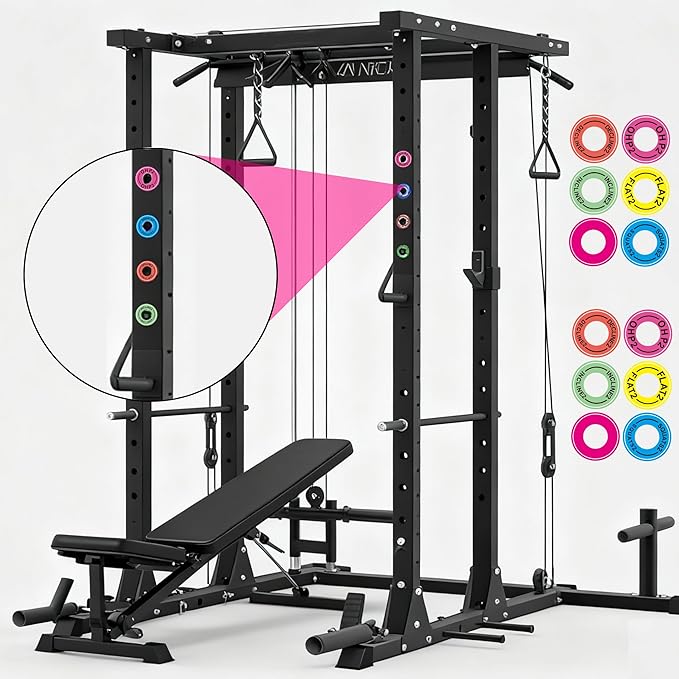 1 Inch Holes 12 Pcs Power Squat Rack Barbell Magnetic Position Markers Reminders Labels for Home & Garage Gyms - Magnets Identifier Rings for Bench Press, Overhead Press (OHP2)