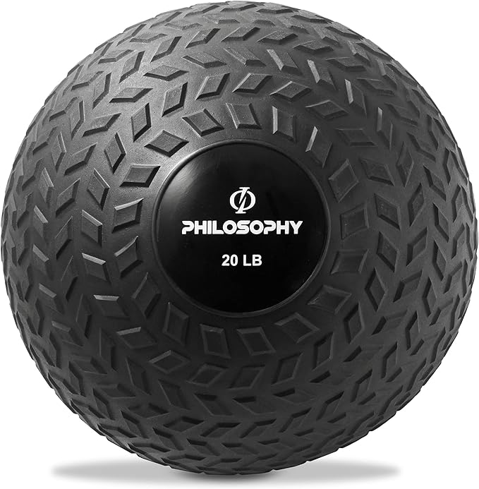 Philosophy Gym Slam Ball - Weighted Fitness Medicine Ball with Easy Grip Tread