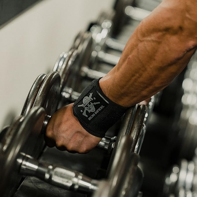 Iron Infidel Wrist Wraps for Weightlifting - 18" Heavy Duty Support for Working Out, Gym Accessories for Men - Use for Lifting, Crossfit, Fitness, Exercise, Bench Press, Powerlifting