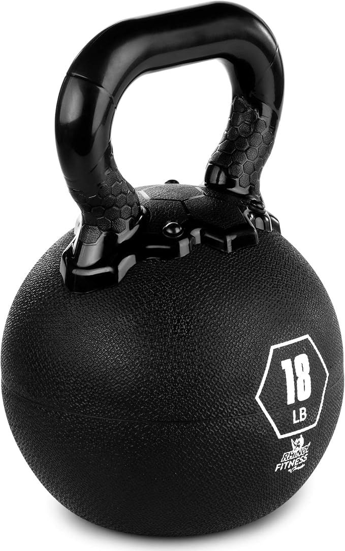 Champion Sports Rhino Kettlebell Rubber Weights, Black - Premium Strength Training Equipment - Multiple Weights