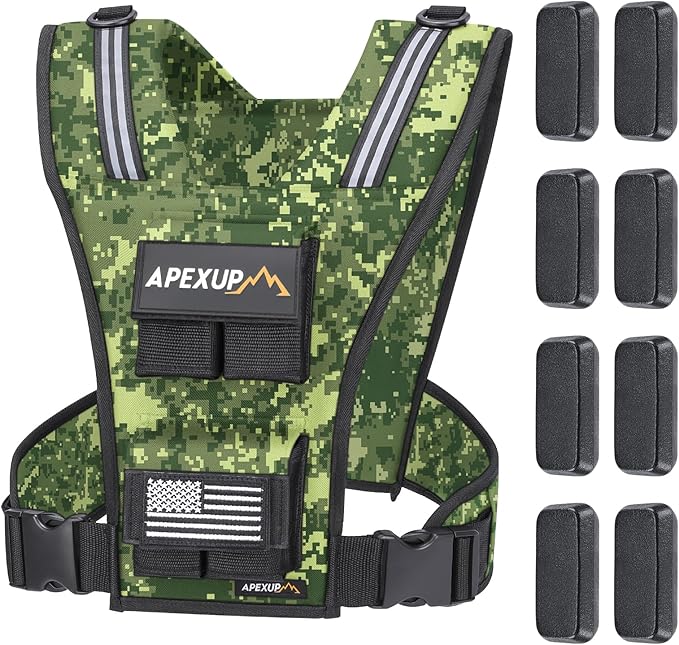 APEXUP Adjustable Weighted Vest Men 20lbs/30lbs/40lbs Weights with Reflective Stripe, Weight Vest Woman Workout Vest for Strength Training Running Walking