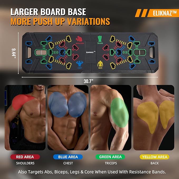 Portable Push Up Board Gym Kit 25-in-1, Foldable Push Up Station & Exercise Board Workout Set with 18 Accessories, Resistance Bands & Handles, Ankle Straps for Men, Women & Teens