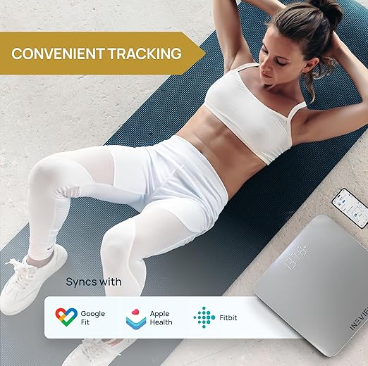 INEVIFIT Smart Bathroom Scale, Highly Accurate Bluetooth Digital Bathroom Body Weight Scale, Precisely Measures Weight & BMI for Unlimited Users