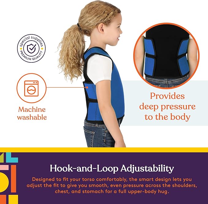 Special Supplies Sensory Compression Vest Deep Pressure Comfort (Blue, X-Small)