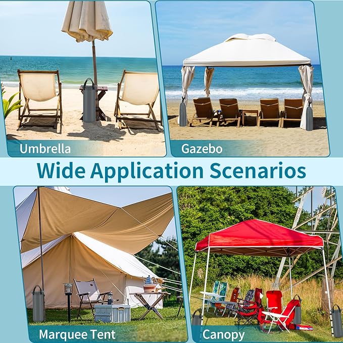 4 Sand Bags for Weight, Heavy Duty Sandbags for Canopy Legs, Extra Large Pop Up Tent Weights, Canopy Weight Bags for Gazebo, Outdoor Sun Shelter, Umbrella - Gray, 6"×20", Without Sand