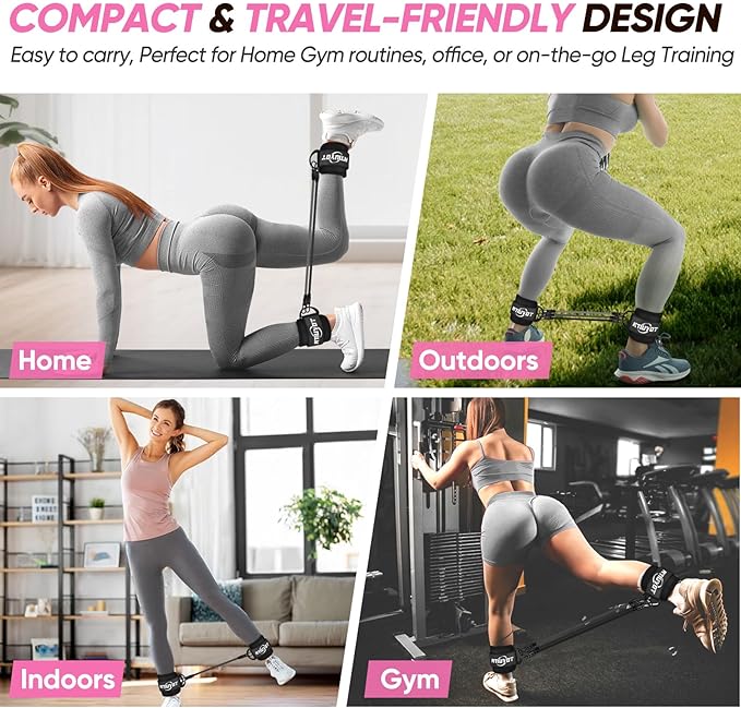 Ankle Resistance Bands with Cuffs, Workout Sets for Women, Resistance Bands for Working Out, Exercise Band for Leg Booty, Home Gym Workout Equipment, Ankle Weights Fitness Band Set