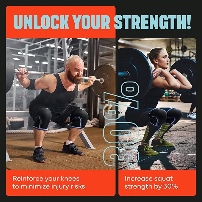 Mava Sports Knee Sleeves Weightlifting Men & Women, 7mm Neoprene Knee Sleeves for Women and Men, Ideal for Cross Training WOD, Squats, Powerlifting