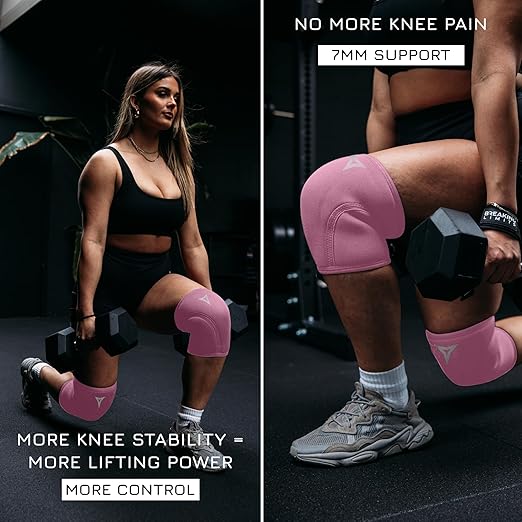 BREAKING LIMITS Pink Knee Sleeves Weightlifting Women - Gym Knee Sleeves for Women - 7MM Knee Wraps for Squats, Lifting & Powerlifting (M)