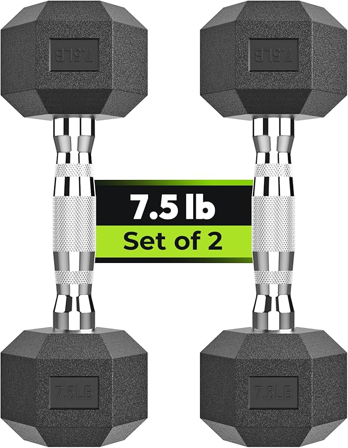 Hex Dumbbell Set, 2.5-65 lb Rubber Encased Exercise & Fitness Dumbbells, Weights Dumbbells Set of 2, Hand Weight for Strength Training
