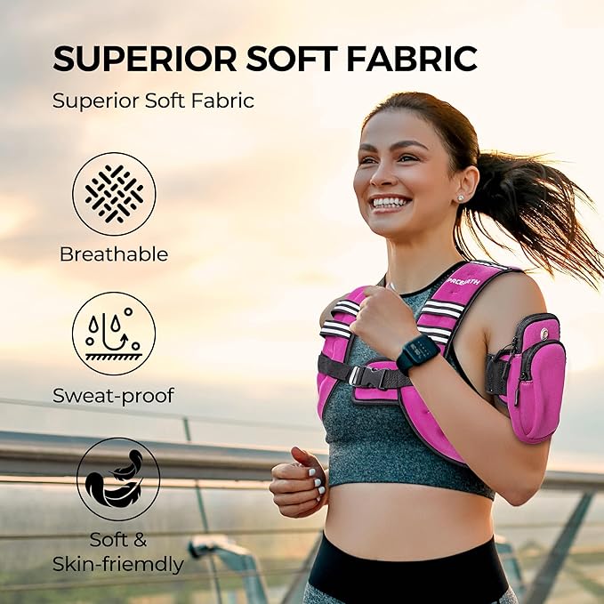 PACEARTH Weighted Vest,6lb/8lb/10lb/12lb/16lb/20lb/25lb/30lb Weight Vest with Reflective Stripe, Body Weight Vests for Women, Men, Weight Loss Workout, Strength Training, Running, Walking, Jogging