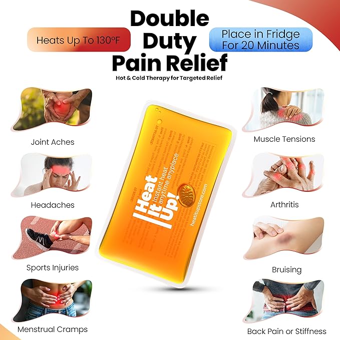 Reusable Hand Warmers – Heat It Up 8 Instant Snap Heat Packs for Hot Compress & Pain Relief – Pocket Size Reusable Heat Pack Set with Fabric Bag for Travel