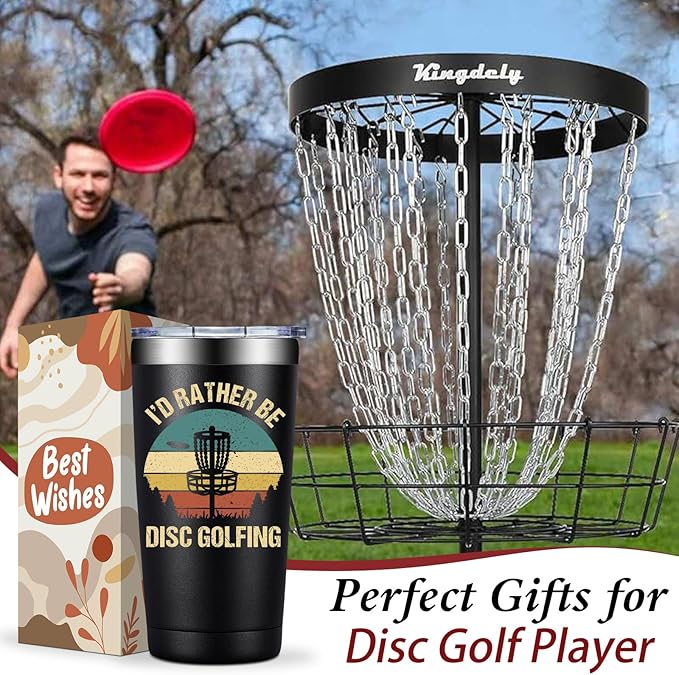 Disc Golf Gifts for Men - Christmas, Birthday Gifts for DiscGolf Player - I’d Rather Be Disc Golfing Tumbler Cup 20 oz