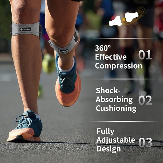 CAMBIVO Patellar Tendon Knee Straps 2 Pack with Extra Straps, Knee Brace for Women & Men, Patella Bands for Pain Relief, Osgood Schlatter, Runner's Knee, Jumper's Knee, Running, Basketball, Hiking