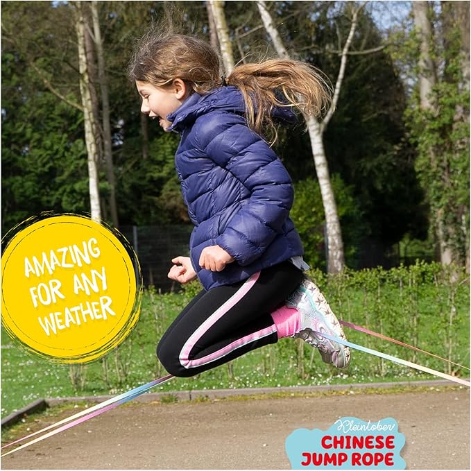 Kleintober I Chinese Jump Rope I Rubber Twist I Gummitwist I Indoor and Outdoor Toys I Stretchy Rope for Kids I with Instructions for Play I Outdoor Toys for Kids Ages 8-12