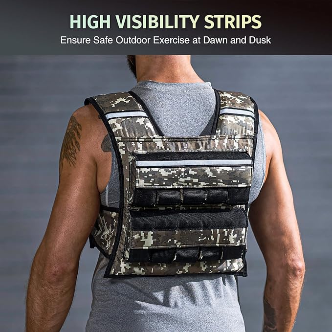 ZELUS Weighted Vest, 20lb/23lb/30lb/45lb/60lb Vest Adjustable Weights for Exercise, Weight Vest for Men, Workout Vest for Home Workouts Cardio Strength Training Weight Loss