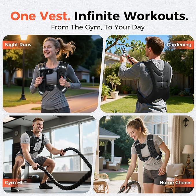 2026 FEIERDUN 3-IN-1 Weighted Vest Kit with Phone Holder & Water Pocket, 8lb/12lb/20lb Chest-friendly Vest for Running, Walking, Workout, Fitness, Cardio, Training & Strength Building