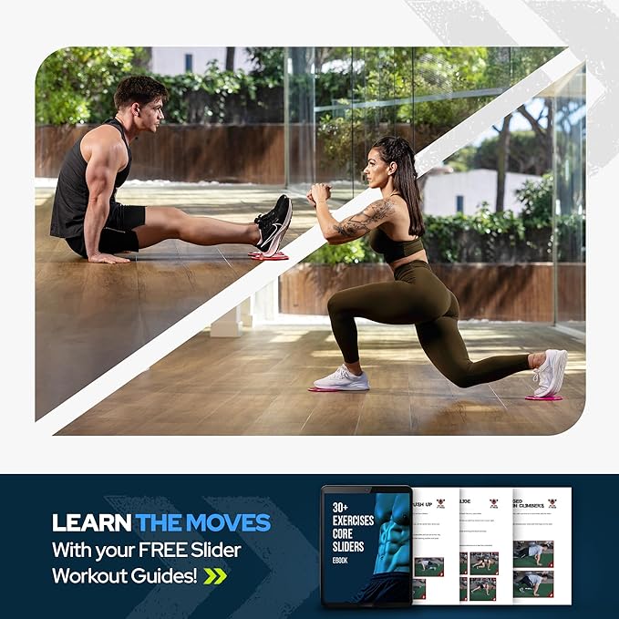 Core Sliders for Working Out, Dual Sided Exercise Gliding Discs for Use on All Surfaces, Ultimate Core Trainer, Light and Portable, Gym & Home Total Body Workout Equipment