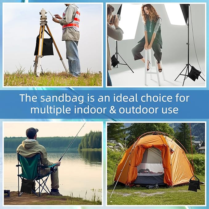 24 Pack Sandbags Weight Bags for Photography Equipments, Photography Sand Weight Bags, Heavy Duty Sandbags for Backdrop Stand, Outdoor Canopy, Photo Tripod,Pop up Tent, Umbrella Base (Black)