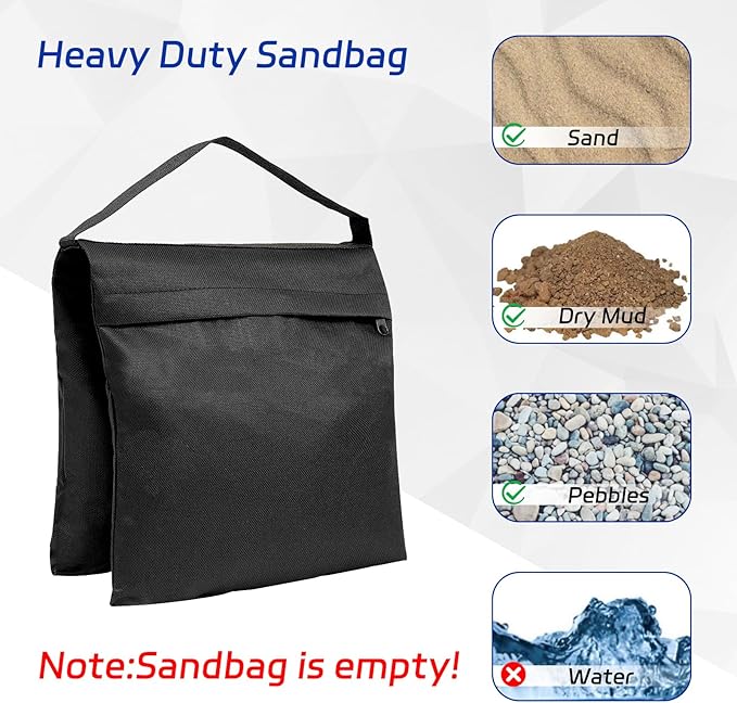 2 Pack Sandbags Weight Bags Designed for Photo Stands Light Stand Tripods Photo Sets Outdoor Patios Pop up Tents Umbrella Bases Fishing Chairs