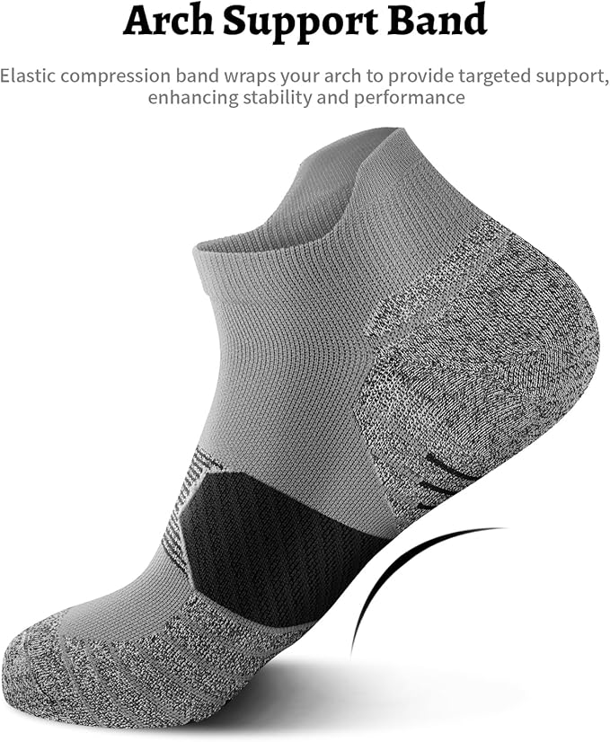 PAPLUS Compression Running Socks Women (6 Pairs), Ankle Athletic Socks Low Cut with Arch Support