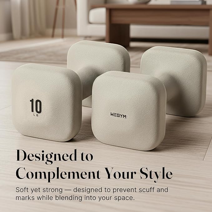 WeGym SafeGrip Square Dumbbells with Anti Slip Handles, Aesthetic Free Weights for Home Workouts, Stable Design Prevents Rolling during Floor Exercises