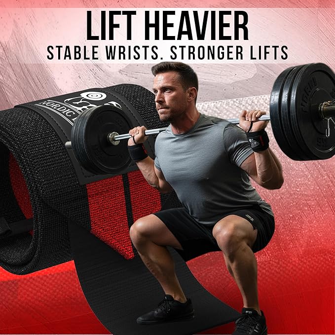 Nordic Lifting Wrist Wraps (1 Pair/2 Wraps) – Lifting Wrist Wraps with Thumb Loop for Weightlifting, Powerlifting & CrossFit – Durable Wrist Support Straps for Men & Women – Gym Essentials for Heavy Lifts