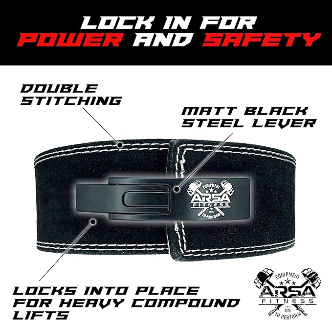Arsa Fitness Weightlifting Adjustable Lever Belt for Men & Women Real Cow Hide Leather for Powerlifting Back Support Workout Deadlifts Squats 10MM Thickness 4" Width - Nighthawk