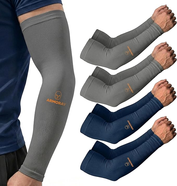 ARMORAY Arm Sleeves for Men and Women - UV Sun Protection Cooling Compression - Tattoo Cover Up Sleeve for Daily Wear & Work
