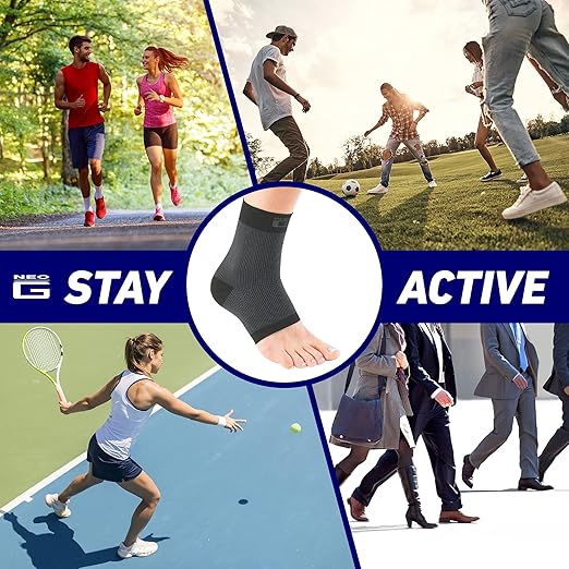 Neo-G Airflow Ankle Compression Sleeve - Sports, Daily Wear - Compression Ankle Brace, Tendonitis Support, Compression Ankle Support for Weak Ankles and Joint Pain - Airflow - L - Black
